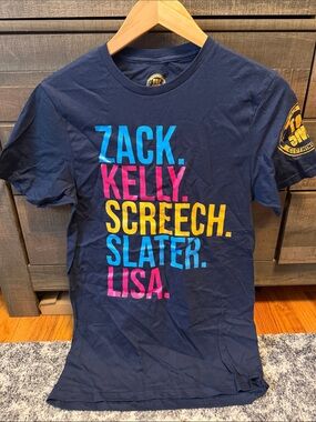 Top 5ive Clothing Co. Saved by the Bell Navy Graphic Tee with Multi-Color Names